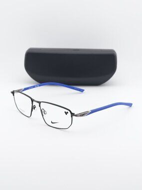 NIKE 6067 004 Rectangle Eyeglasses 55mm - Black / Blue